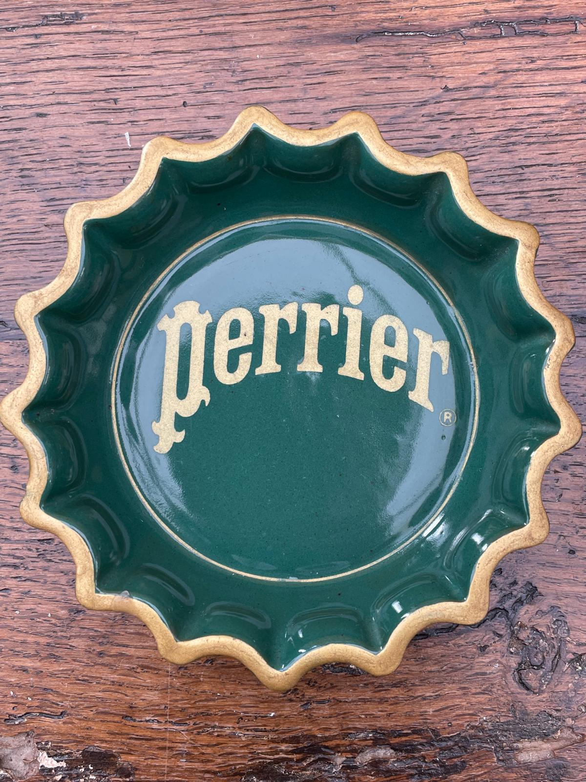 Vintage Perrier Bottle Top Ashtray French Glass Barware